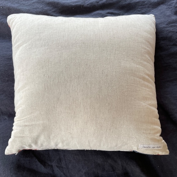 Anthropologie Cream & Red Patchwork Hound Pillow Throw Sofa Accent - Picture 4 of 5